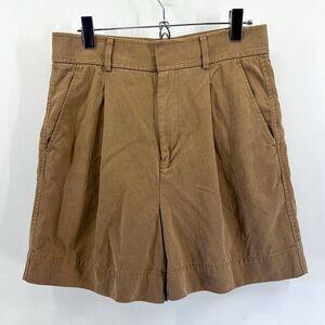 Everlane Tan Way High Drape Shorts Pleated Tencel Lyocell Size 6